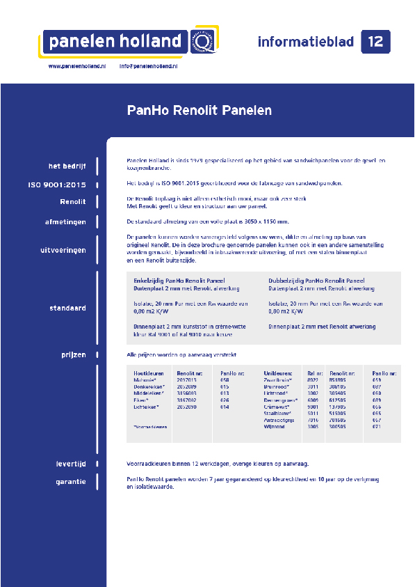 PanHo Renolit Panelen
