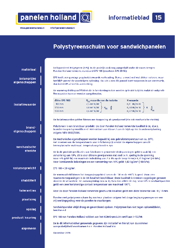 Polystyreenschuim voor sandwichpanelen