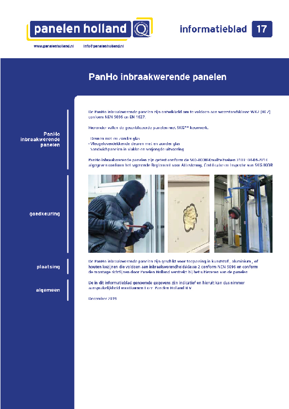 PanHo inbraakwerende panelen