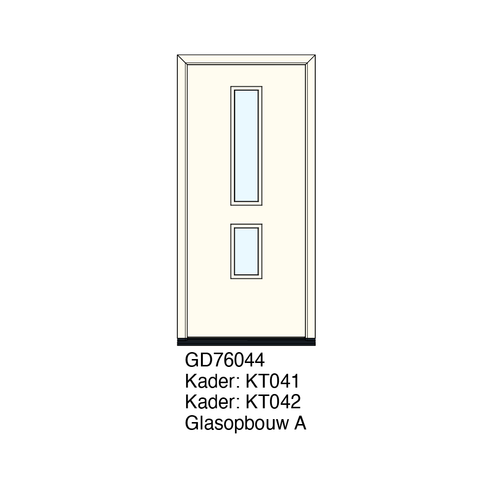 GD76044 De GD76044 is leverbaar in alle RAL‑kleuren en kan op aanvraag worden voorzien van een sierkader rondom de ruit. Daarmee past het paneel zowel bij particuliere woningen